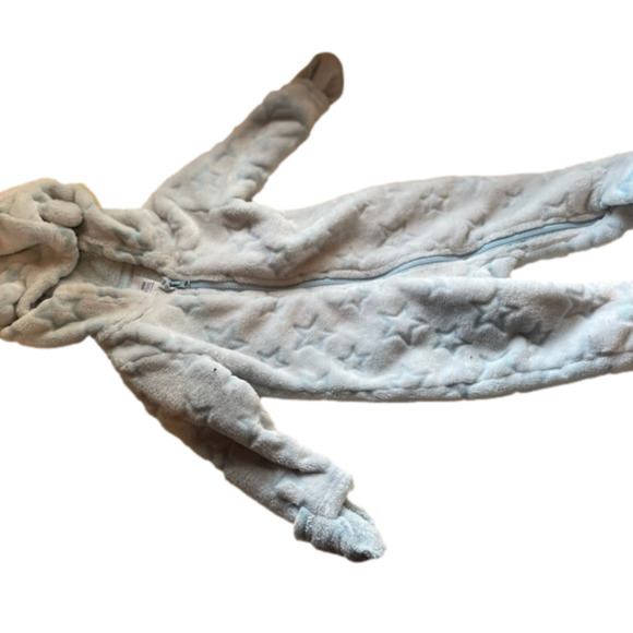 Warm blue fall winter full body suit fleece with stars 6-9 month - Picture 1 of 5